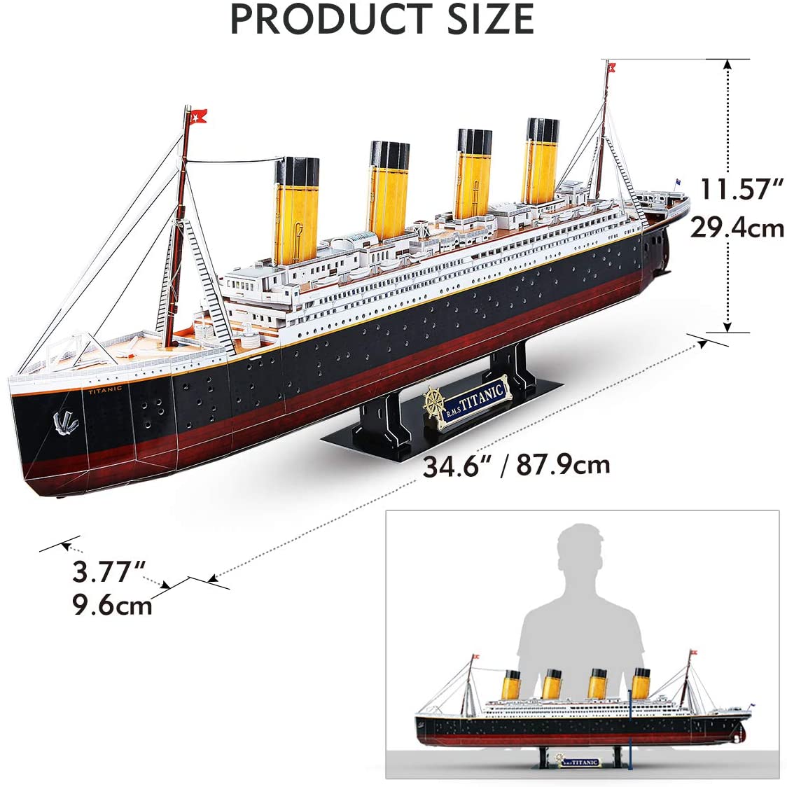 Titanic 3D Jigsaw Puzzle Jigsaw CubicFun for Adults LED Toys Model Kits Ship, 