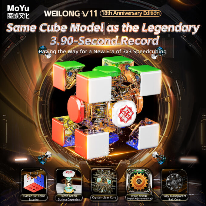 MoYu WeiLong V11 3x3 Maglev UV (20 Magnet Ball Core) 18th Anniversary Edition - Image 3